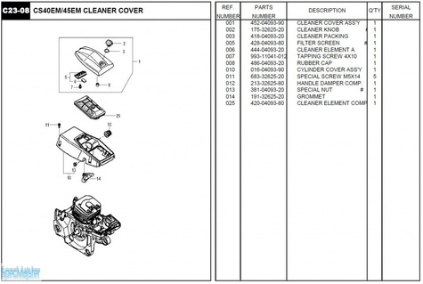 HITACHI Części zamienne do CS45EM.