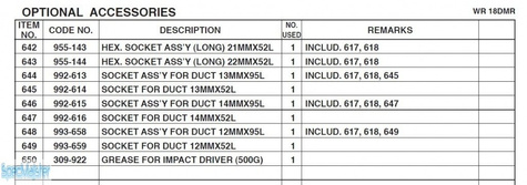 HITACHI Części zamienne do WR18DMR.