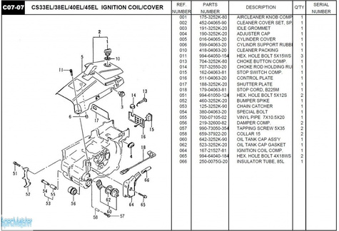HITACHI Części zamienne do CS45EL.