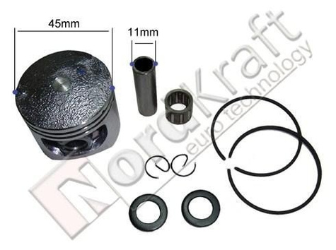 Tłok Ø45mm kompletny (52CC) z uszczelką do pilarki spalinowej Kod: CZPIL-0027