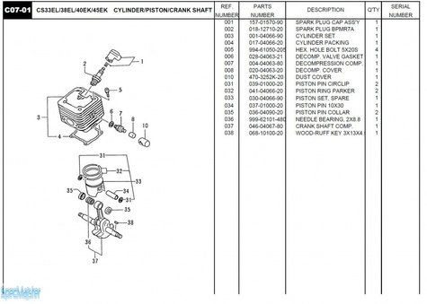 HITACHI Części zamienne do CS45EL.