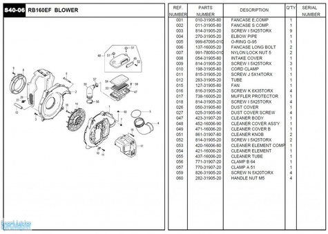 HITACHI Części zamienne do RB160EF.