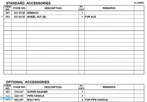 HITACHI Części zamienne do G23MRU.