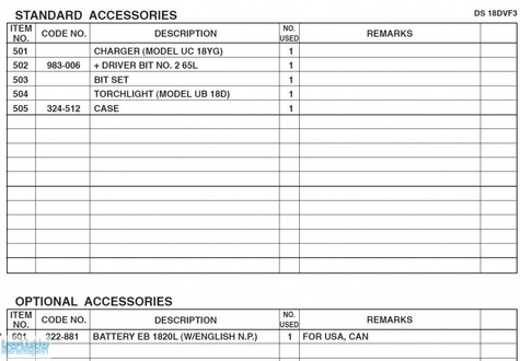 HITACHI Części zamienne do DS18DVF3.