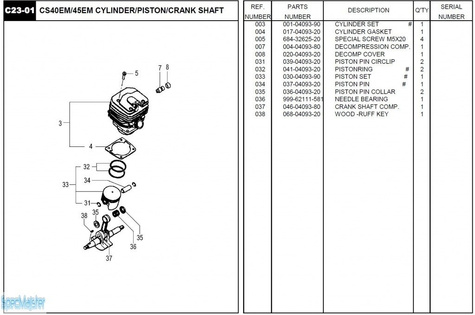 HITACHI Części zamienne do CS45EM.