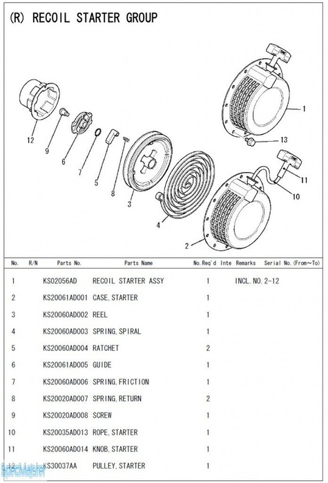 HITACHI Części zamienne do E57MA. Rozkładówka nr.2