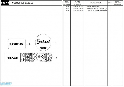 HITACHI Części zamienne do CG28EJ(SL).
