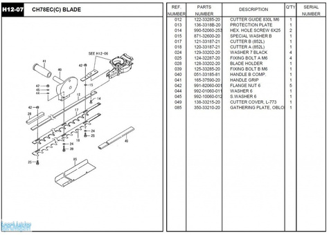 HITACHI Części zamienne do CH105EC(C).