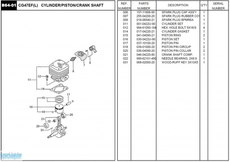 HITACHI Części zamienne do CG47EF(L).
