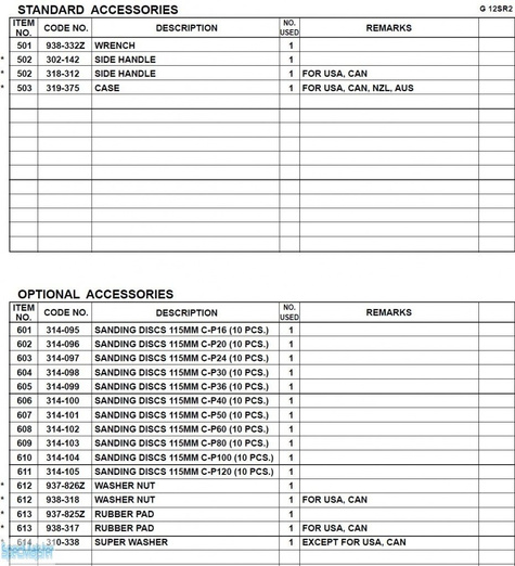 HITACHI Części zamienne do G12SR2.