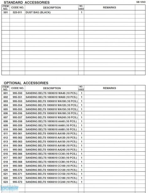 HITACHI Części zamienne do SB10V2.