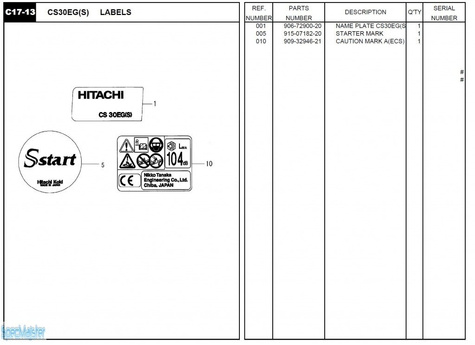 HITACHI Części zamienne do CS30EG(S).