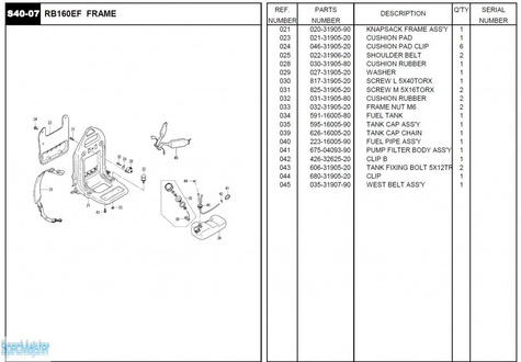 HITACHI Części zamienne do RB160EF.