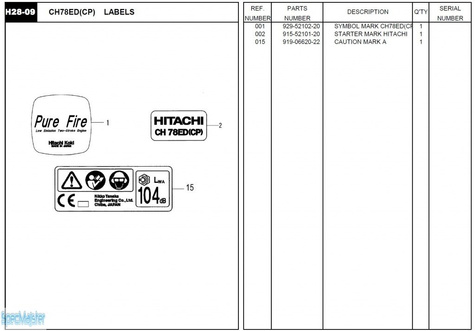 HITACHI Części zamienne do CH78ED(CP).