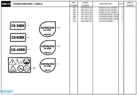 HITACHI Części zamienne do CS40EK.
