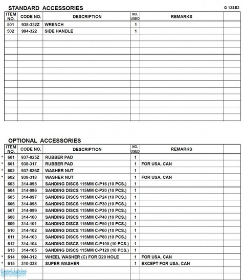 HITACHI Części zamienne do G12SE2.