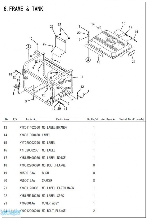 HITACHI Części zamienne do E57MA. Rozkładówka nr.1