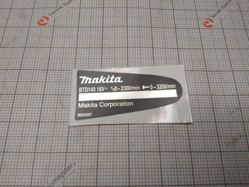 MAKITA Część zamienna do BTD140- Tabliczka znamionowa Nr. 2 Kod: 862356-7