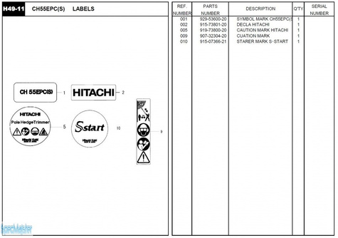 HITACHI Części zamienne do CH55EPC(S).