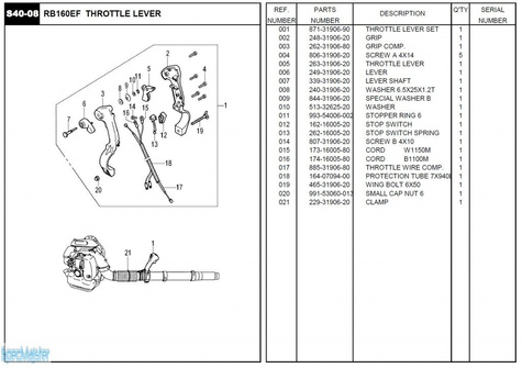 HITACHI Części zamienne do RB160EF.
