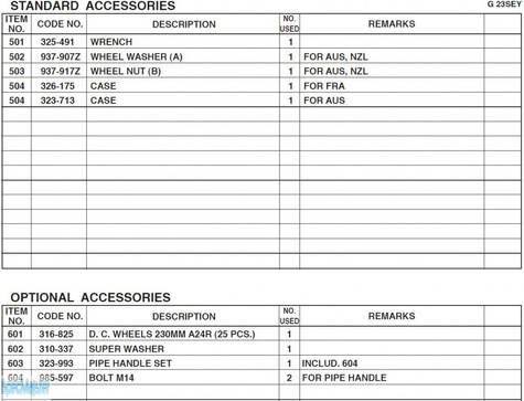 HITACHI Części zamienne do G23SEY.