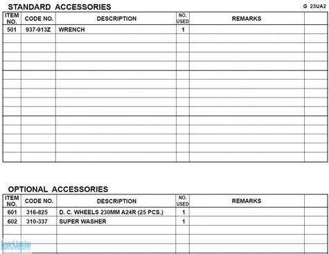 HITACHI Części zamienne do G23UA2.