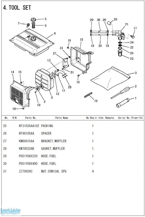 HITACHI Części zamienne do E57MA. Rozkładówka nr.1