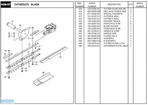 HITACHI Części zamienne do CH78ED(CP).